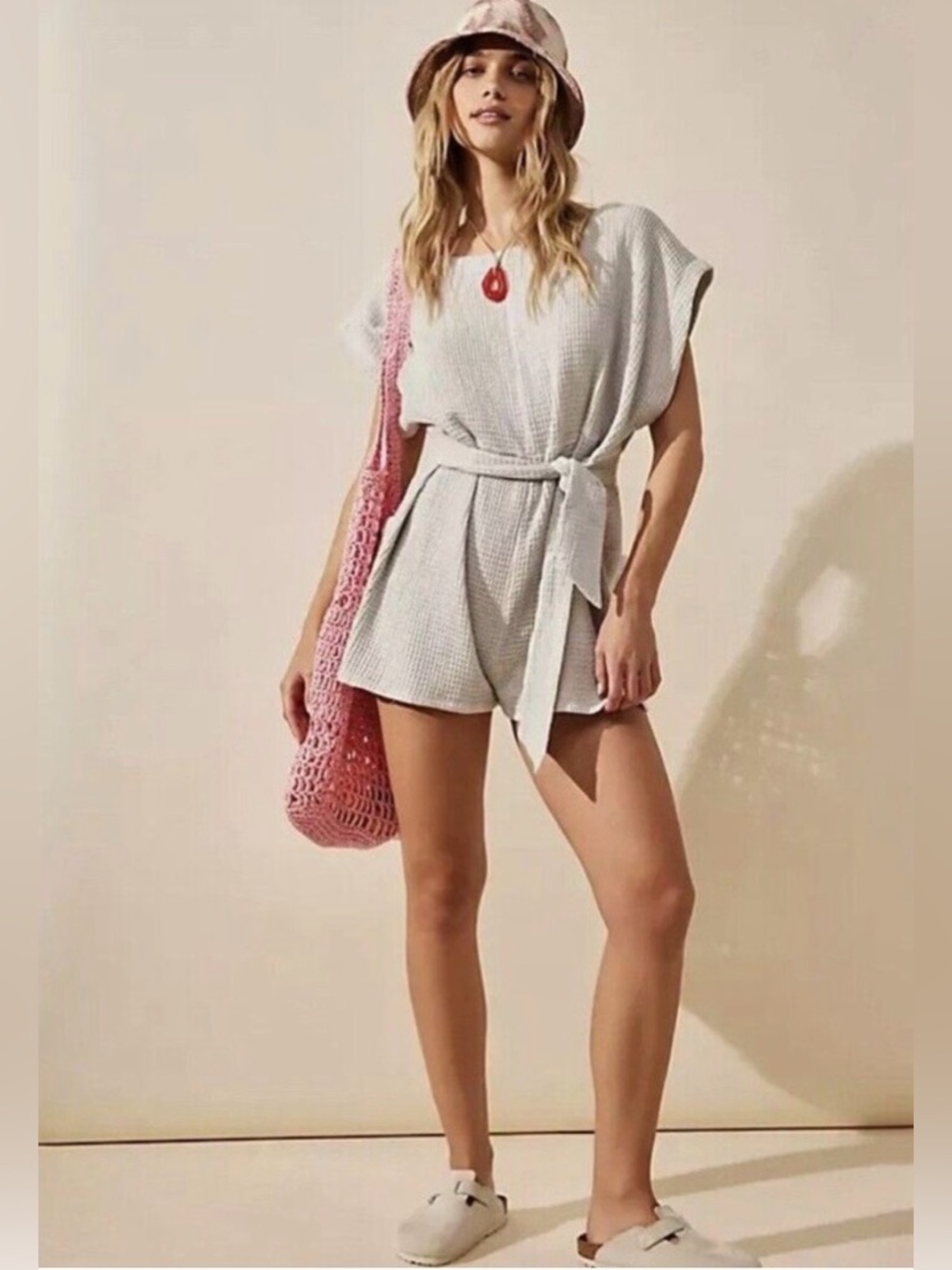 Free People - Waffle Knit Tie-Waist Romper